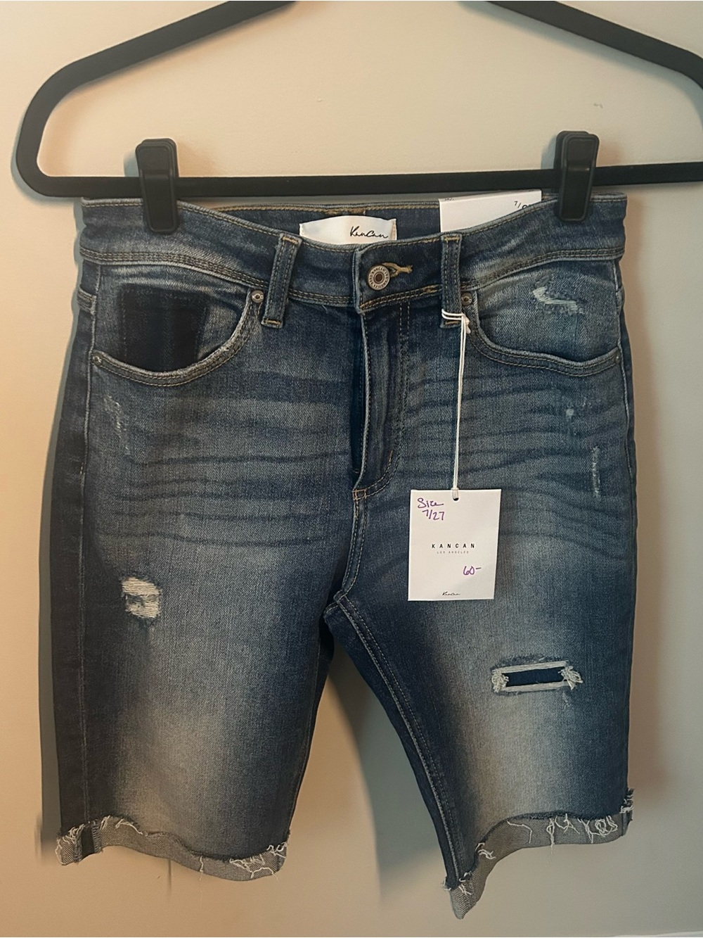 KanCan Women’s Distressed Blue Denim Shorts